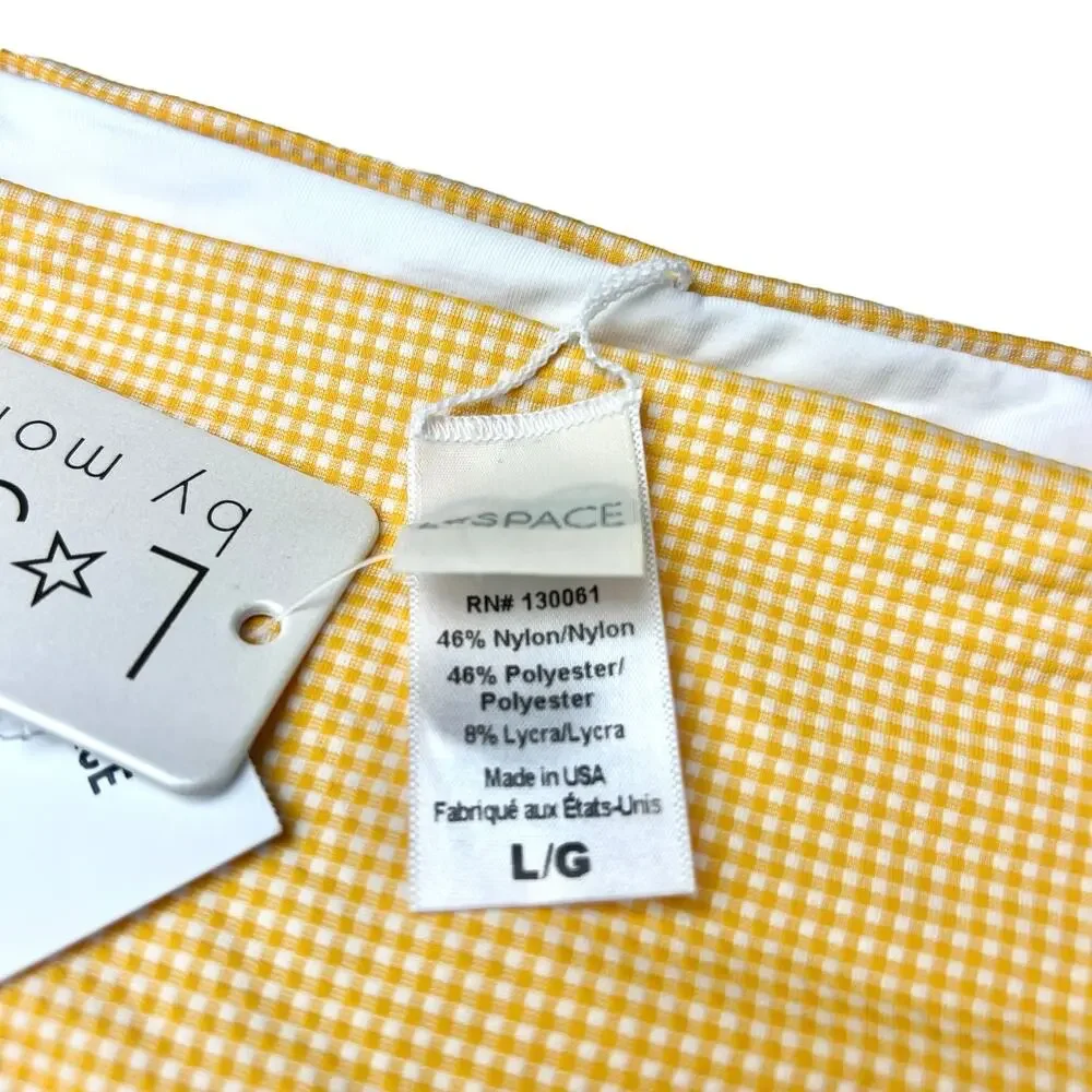 NWT L*Space Camacho Love Plaid Yellow Gingham Bikini Swimsuit Bottoms Sz L